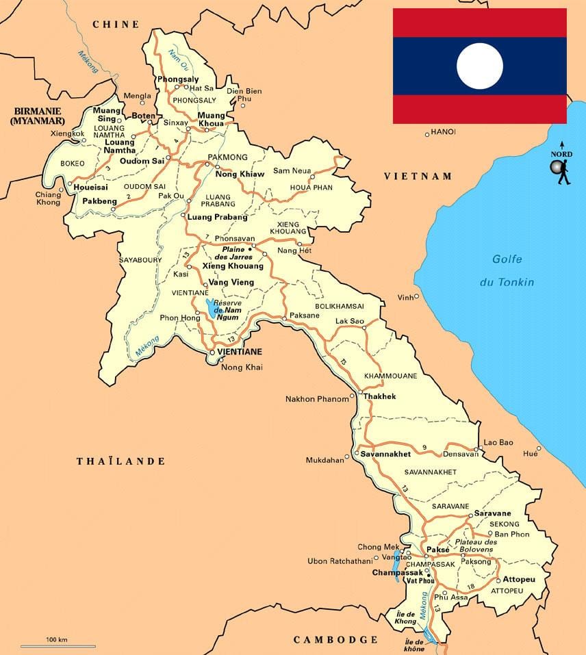 Xəritə Cənubi Laos
