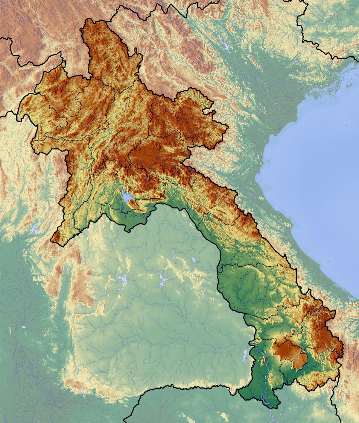 Kart Laos topoqrafik