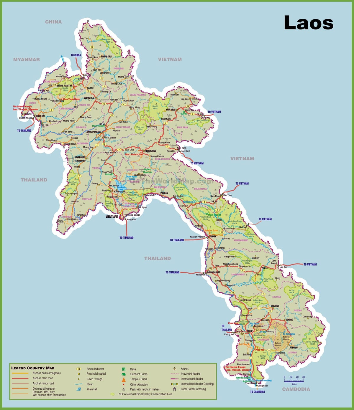 Laos yerləri xəritədə