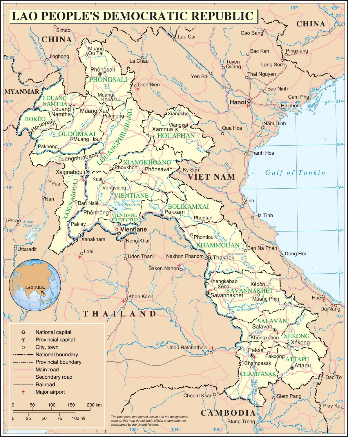 Kart Laos yol