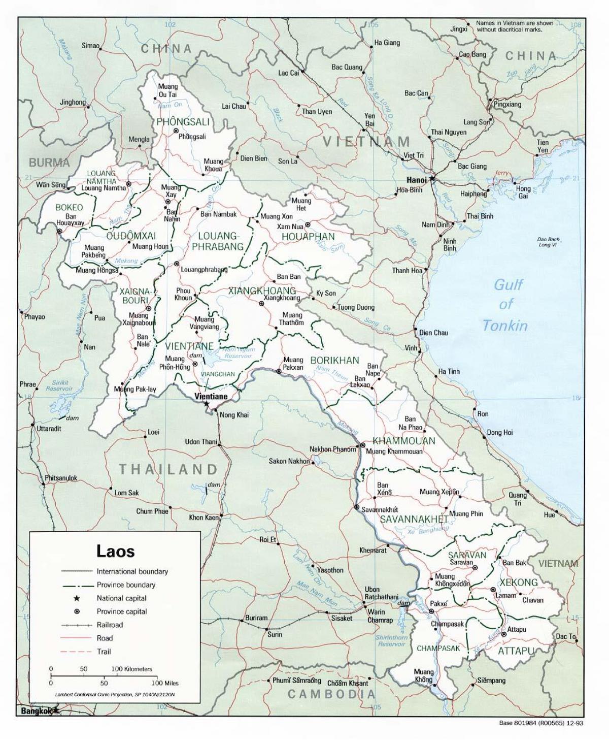 Laos kartı ilə şəhərləri