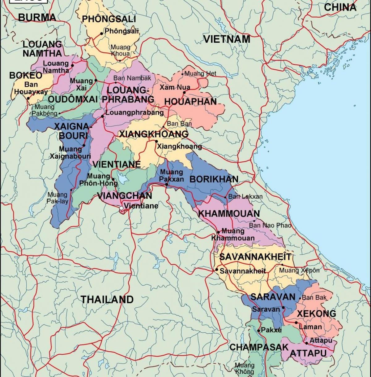 siyasi xəritə Laos