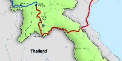 Çay mekong Laos xəritə